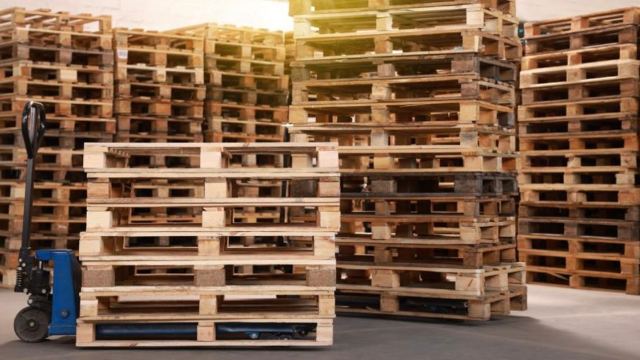 Palletised stock in a supply warehouse