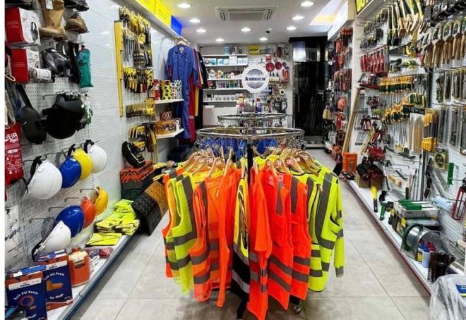 PPE, workwear and hand tools on display